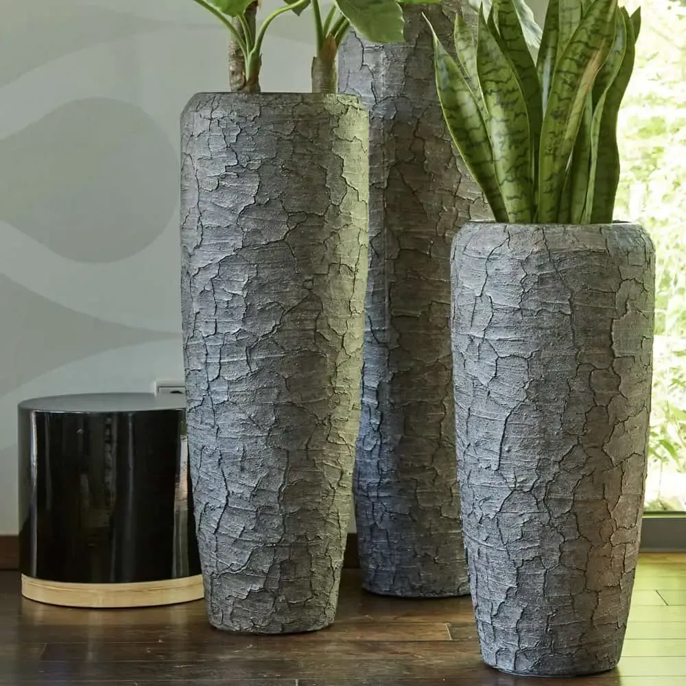 Bodenvase HARMONY Zementoptik grau broken Höhe 75 | 97 | 117 cm
