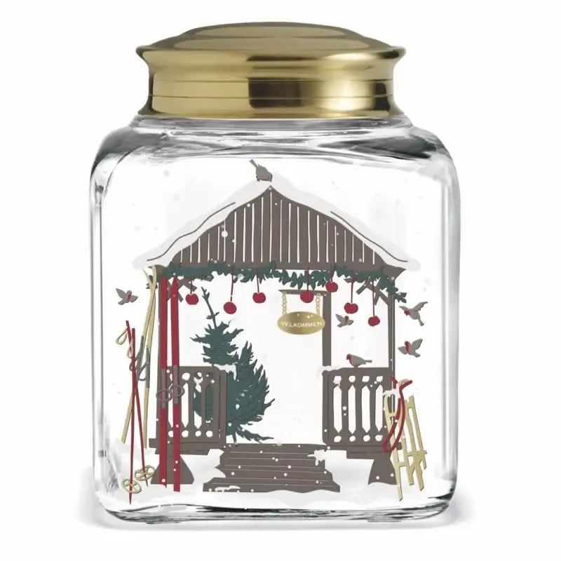 Bonbonglas mit Deckel HOLMEGAARD Gebäckglas Motiv Winter Höhe 16 cm