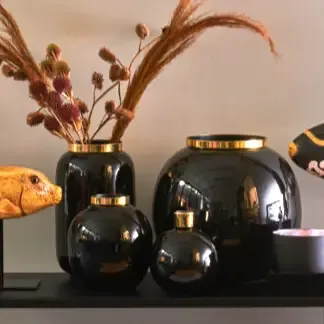 Vase modern rund SAIGON GiftCompany schwarz D 25 cm