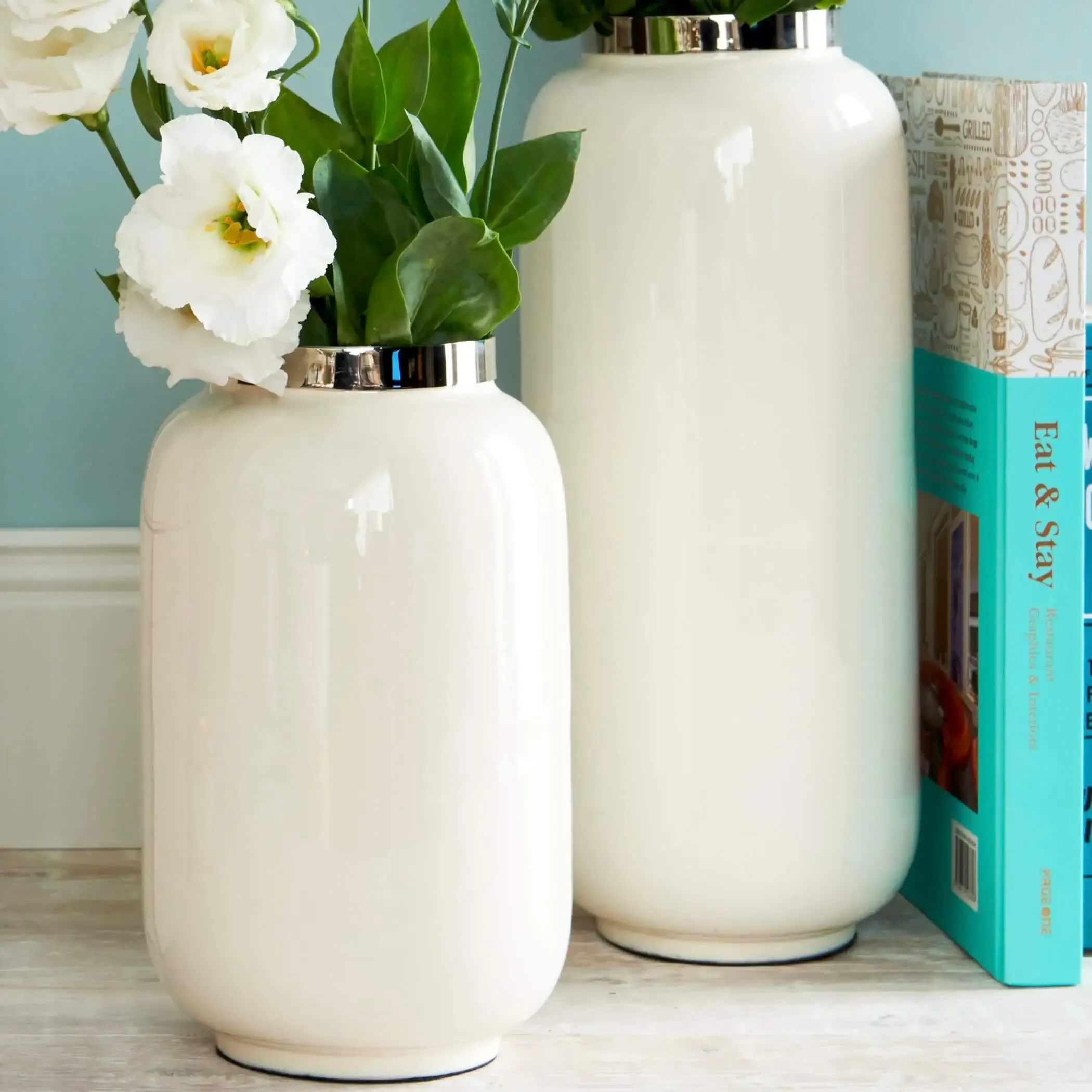 Vase Deko modern SAIGON GiftCompany weiß Höhe 40 | 30 | 20 cm